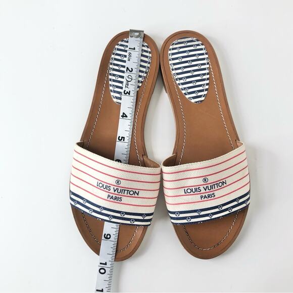 Louis Vuitton Canvas Escale Lock It Mule Flats Slip On Sandals 37 - Picture 10 of 10